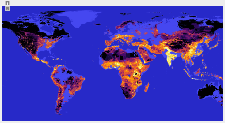 Screenshot of map with sea levels risen 200m